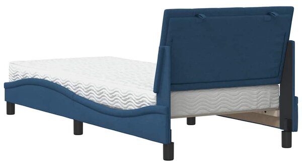 Krevet s madracem Hanko plavi 90 x 190 cm od tkanine - Plava / 90 x 190 cm