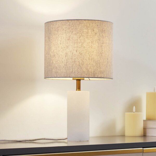 Lindby stolna lampa alabaster, bijela/bež, Ø 25cm, mramor, E27