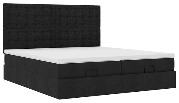 Otomanski okvir kreveta s madracima crni 180x200cm od tkanine - Crna / 180 x 200 cm