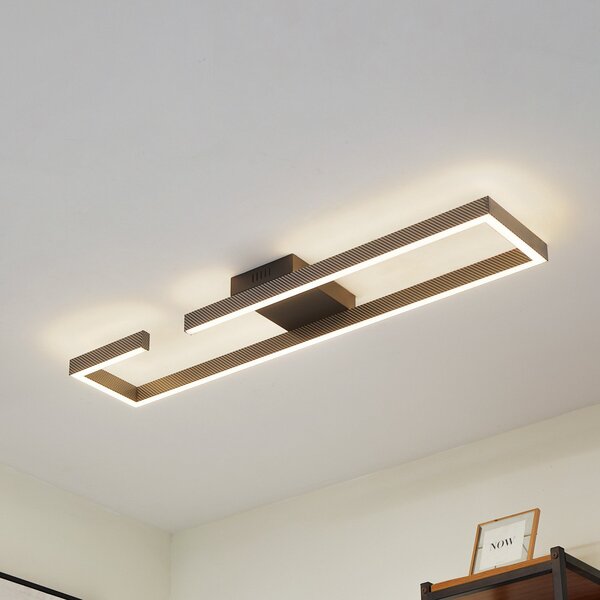 Lucande LED stropna svjetiljka Yvor, 100 cm, crna, aluminij, Crno, Dnevni boravak/blagovaonica, Metal