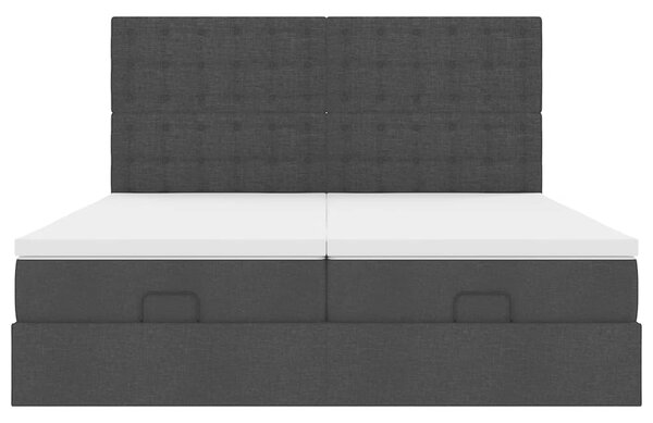 Otomanski okvir kreveta s madracima crni 180x200cm od tkanine - Crna / 180 x 200 cm