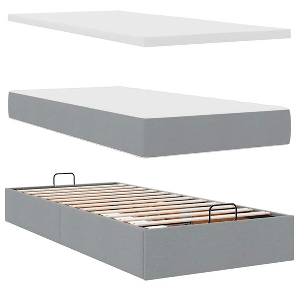 Otomanski okvir kreveta s madraca svijetlosivi 80x200cm tkanine - Siva / 80 x 200 cm