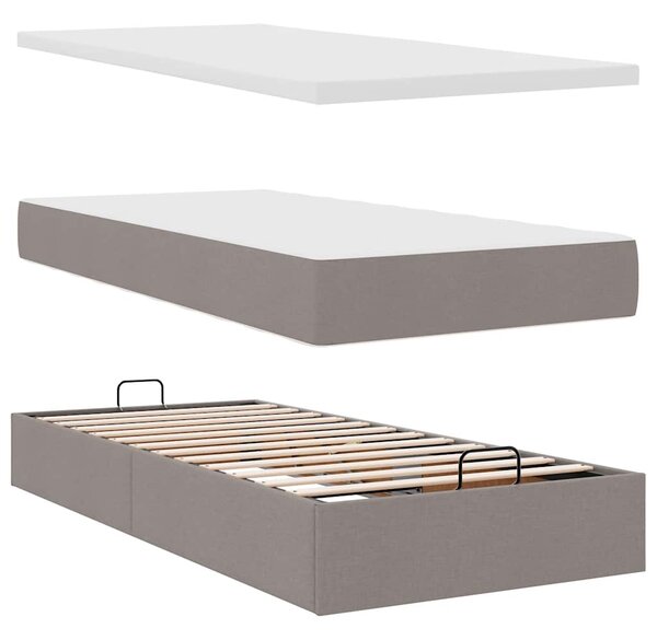 Ottoman krevet s madracima, taupe 160x200 cm, tkanina - Tupe / 160 x 200 cm