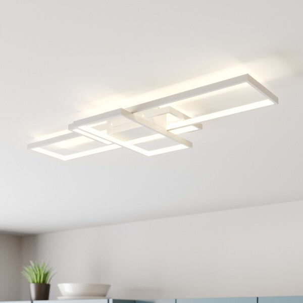 Lindby Poppy LED stropna svjetiljka s funkcijom prigušivanja, prigušiva, Bijela, Dnevni boravak/blagovaonica, Metal