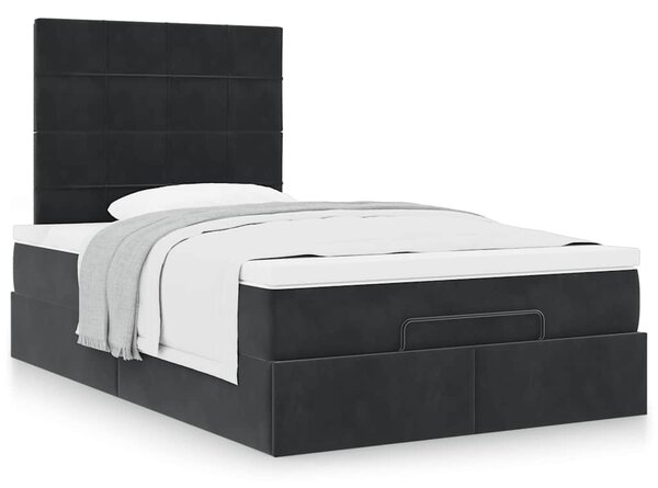 Otomanski okvir kreveta s madracima crni 120x190 cm baršunasti - Crna / 120 x 190 cm
