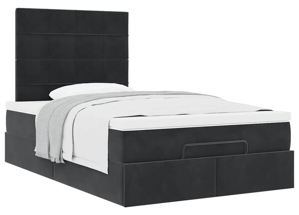 Otomanski okvir kreveta s madracima crni 120x190 cm baršunasti - Crna / 120 x 190 cm