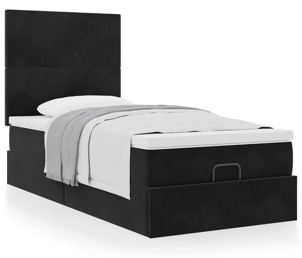 Otomanski okvir kreveta s madracima crni 80x200cm baršunasti - Crna / 80 x 200 cm
