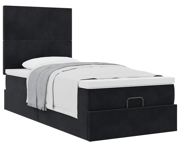 Otomanski okvir kreveta s madracima crni 80x200cm baršunasti - Crna / 80 x 200 cm