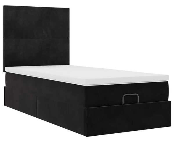 Otomanski okvir kreveta s madracima crni 80x200cm baršunasti - Crna / 80 x 200 cm