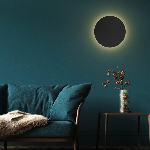TK Lighting Lunaia Nova zidna svjetiljka, crna, Ø 40 cm, prigušiva, Crno, Dnevni boravak/blagovaonica, Metal