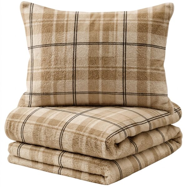 Posteljina mikropliš PLAID krem boje Dimenzije posteljine: 70 x 90 cm | 140 x 200 cm