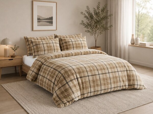 Posteljina mikropliš PLAID krem boje Dimenzije posteljine: 70 x 90 cm | 140 x 200 cm