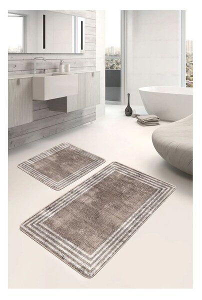 Smeđe od samta kupaonske prostirke u setu 2 kom 60x100 cm – Mila Home