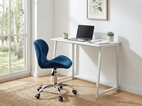 Set za radnu sobu ZARIMO stol 80x40 cm, bijela + stolica AVOLA VELVET, plava