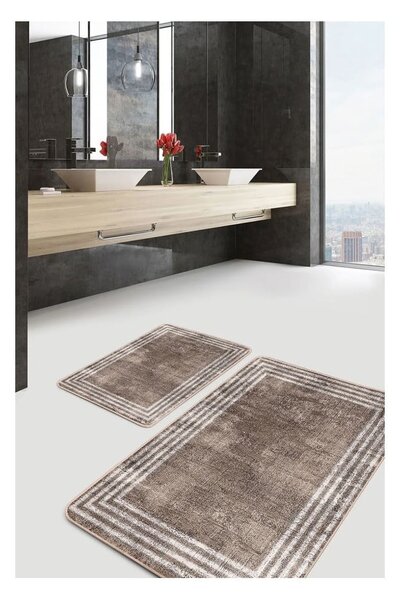 Smeđe od samta kupaonske prostirke u setu 2 kom 60x100 cm – Mila Home