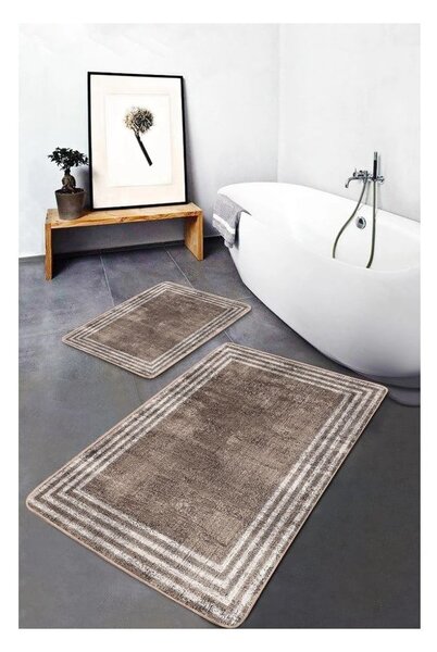 Smeđe od samta kupaonske prostirke u setu 2 kom 60x100 cm – Mila Home
