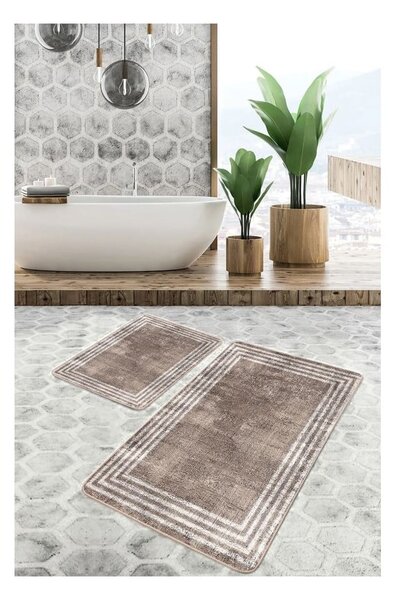 Smeđe od samta kupaonske prostirke u setu 2 kom 60x100 cm – Mila Home