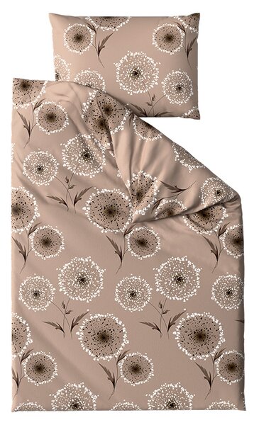 Sada posteljine mikropliš PAMPELINO svijetlo smeđe + plahta od mikroplyša SOFT 180x200 cm bijela, bračni krevet