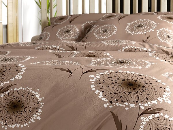 Sada posteljine mikropliš PAMPELINO svijetlo smeđe + plahta od mikroplyša SOFT 180x200 cm bijela, bračni krevet
