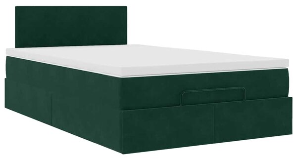 Otomanski krevet s madracem i LED tamnozeleni 120x190cm baršun - Zelena / 120 x 190 cm