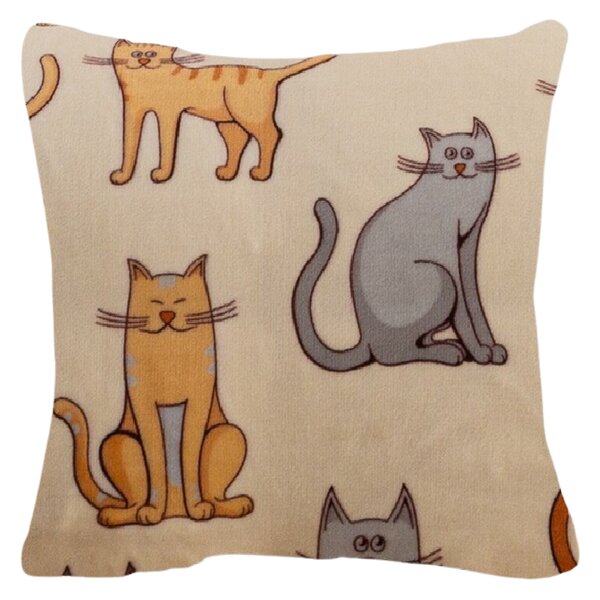 Jastučnica od mikropliša COLORED CATS 45x45 cm, krem boja