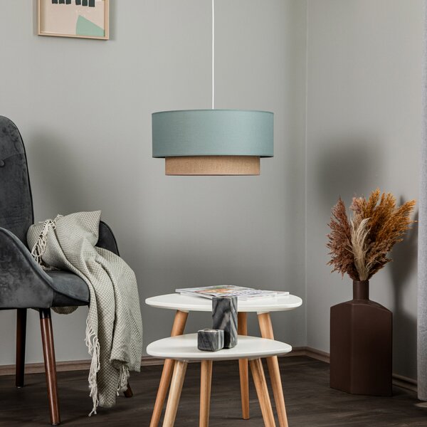 Duolla Boho viseća lampa, kaduljinozelena/smeđa, Ø 45 cm, tkanina, prigušiva, Zelena, spavaća soba, Metal