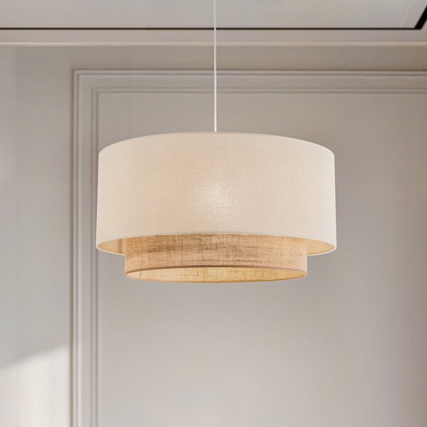 Duolla Boho viseća lampa, ekru/smeđa, Ø 60 cm, tkanina, prigušiva, Bež, spavaća soba, Metal