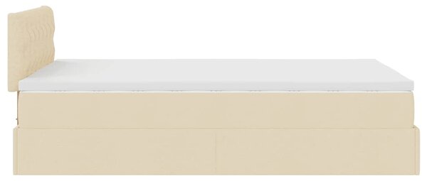 Otomanski okvir kreveta s madracem krem 120x200cm od tkanine - Krema / 120 x 200 cm
