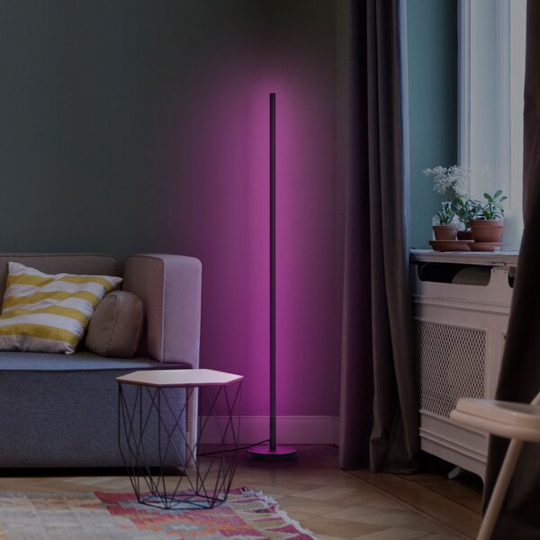 LEDVANCE SMART+ WiFi Podna okrugla LED podna svjetiljka, crna, prigušiva, Crno, Dnevni boravak/blagovaonica, Metal