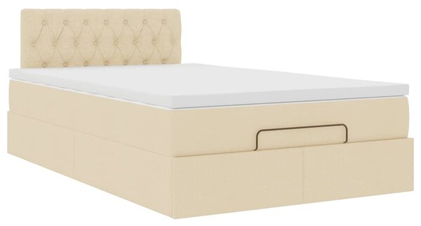 Otomanski okvir kreveta s madracem krem 120x200cm od tkanine - Krema / 120 x 200 cm