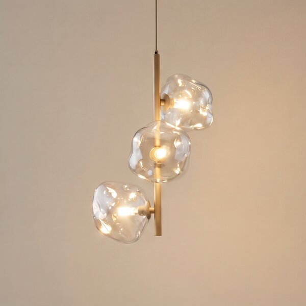 TK Lighting Lava viseća svjetiljka, 3 žarulje, Ø 29 cm, pijesak/kognac, G9, prigušiva, Bež, Dnevni boravak/blagovaonica, Staklo