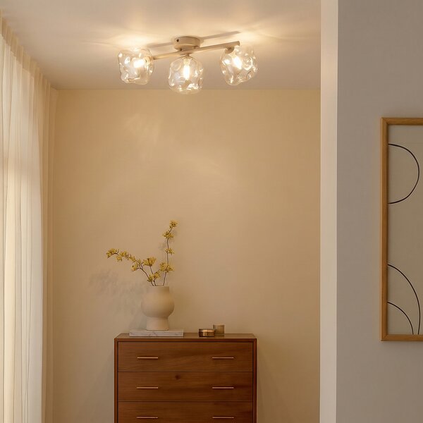TK Lighting Stropna svjetiljka Lava, 3 žarulje, 50 cm, pijesak/kognac, G9, prigušiva, Bež, Dnevni boravak/blagovaonica, Staklo