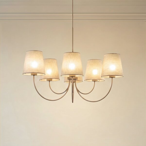 TK Lighting Luster Candi, bež/pješčana, 6 svjetiljki, Ø 85 cm, E27, prigušiva, Bež, Dnevni boravak/blagovaonica, Tkanina / tekstil