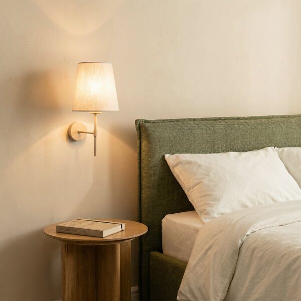 TK Lighting Zidna svjetiljka Elizabeth, pijesak/bež, lan, visina 39 cm, E27, prigušiva, Bež, Dnevni boravak/blagovaonica, Tkanina / tekstil
