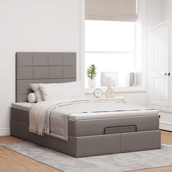 Otomanski krevet madracem i LED Taupe 120x190 cm tkanina - Tupe / 120 x 190 cm