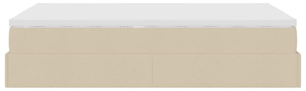 Otomanski okvir kreveta s madraca krem 120x200cm od tkanine - Krema / 120 x 200 cm