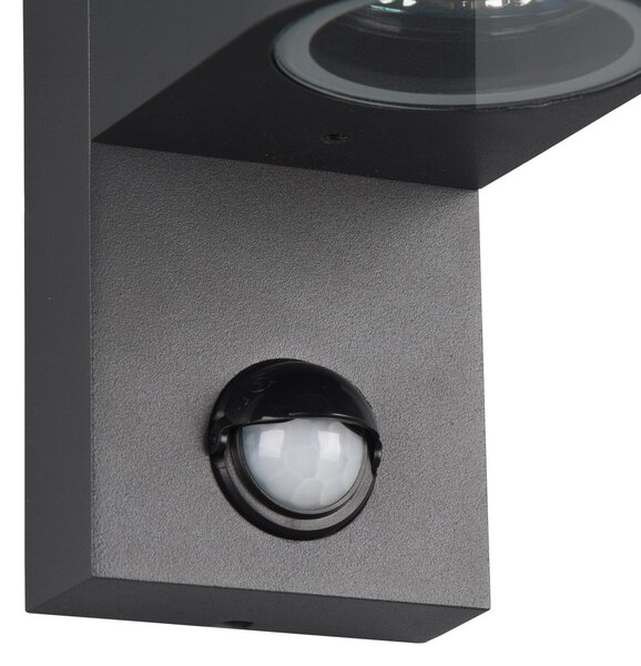 Trio Lighting Roya vanjska zidna svjetiljka 1 žarulja, senzor, okrugla antracit, prigušiva, Crno, Metal