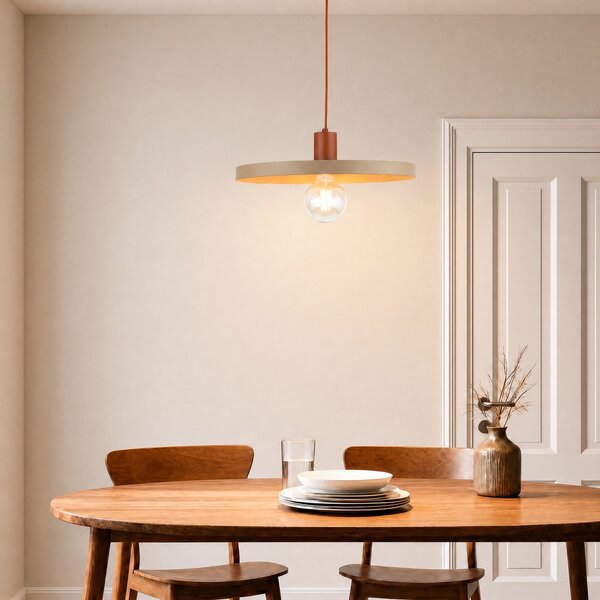 TK Lighting Sila viseća svjetiljka, pijesak/crvena, metal, Ø 45 cm, E27, prigušiva, Bež, Dnevni boravak/blagovaonica, Metal