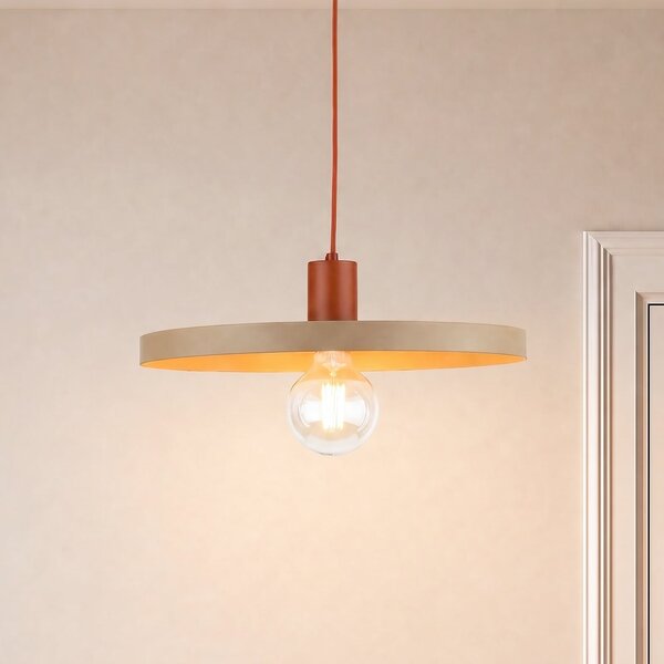 TK Lighting Sila viseća svjetiljka, pijesak/crvena, metal, Ø 45 cm, E27, prigušiva, Bež, Dnevni boravak/blagovaonica, Metal