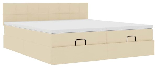 Otomanski okvir kreveta s madracima krem 200x200cm od tkanine - Krema / 200 x 200 cm