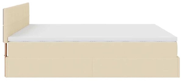 Otomanski okvir kreveta s madracima krem 200x200cm od tkanine - Krema / 200 x 200 cm