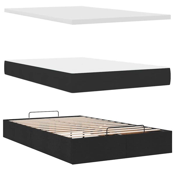 Otomanski krevet madracem i LED crna 120x190 cm tkanina - Crna / 120 x 190 cm