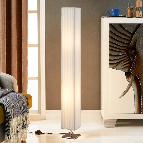 Lindby podna lampa Janno, bijela, tekstil, metal, 120cm, E27, Bijela, Dnevni boravak/blagovaonica, Tkanina / tekstil