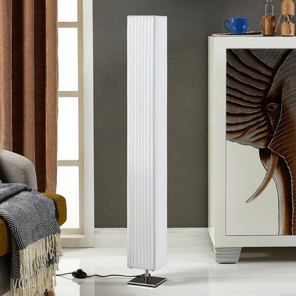 Lindby podna lampa Janno, bijela, tekstil, metal, 120cm, E27, Bijela, Dnevni boravak/blagovaonica, Tkanina / tekstil