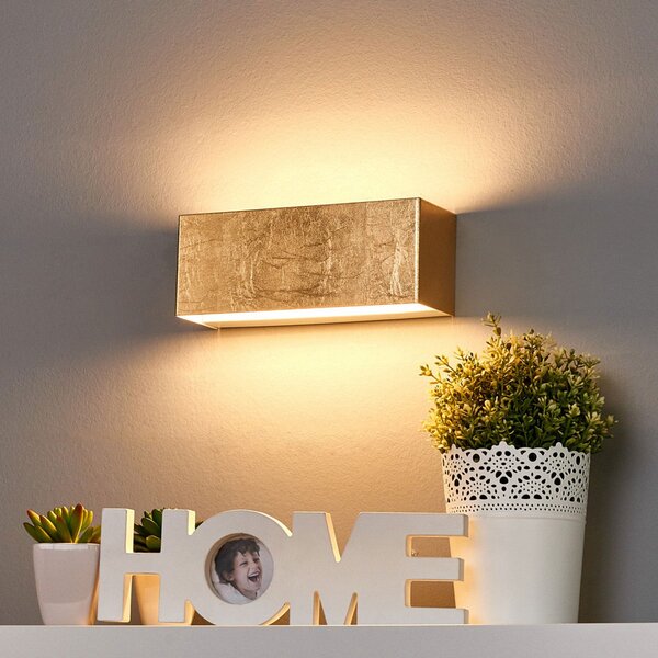 Lindby LED zidna lampa Quentin, širine 23cm, zlatne boje, metal, Zlato / mjed, Područje hodnika, Metal