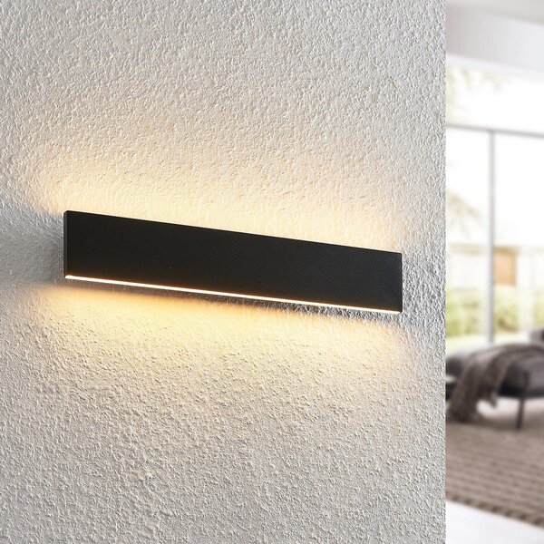 Lindby LED zidna lampa Ignazia, 47cm, crna, metal, gore/dolje, prigušiva, Crno, Dnevni boravak/blagovaonica, Metal