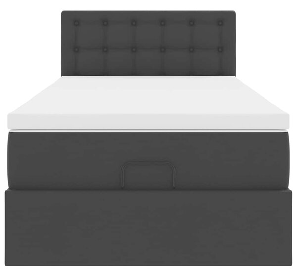 Otomanski krevet s madracem crni 90x200 cm umjetna koža - Crna / 90 x 200 cm