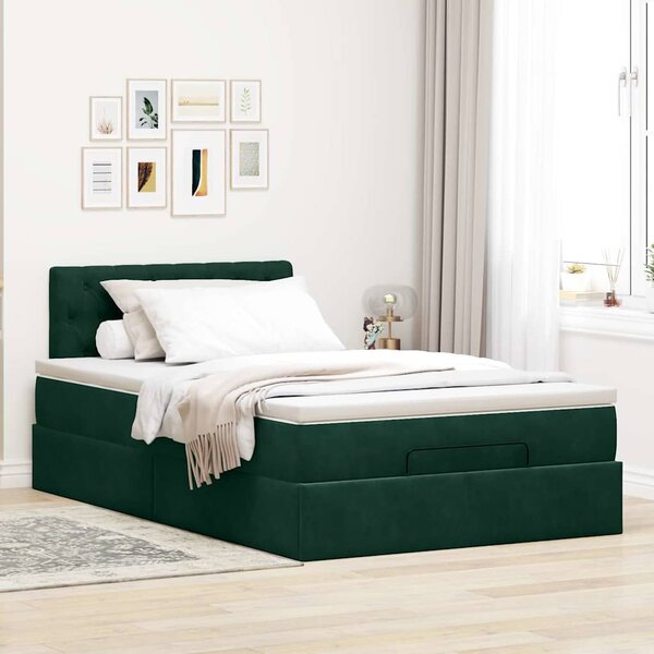 Otomanski krevet s madraca tamnozeleni 120x190 cm baršunasti - Zelena / 120 x 190