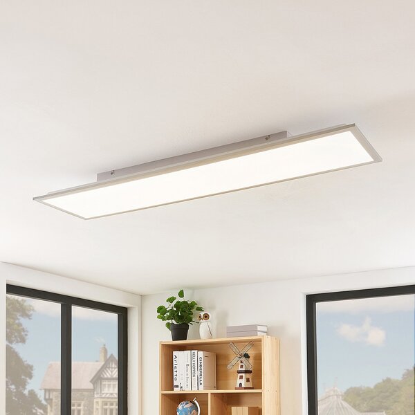 Lindby LED panel Stenley, 4000 K, 120 cm x 30 cm, srebrno/bijela, Bijela, Kuhinja, Plastika