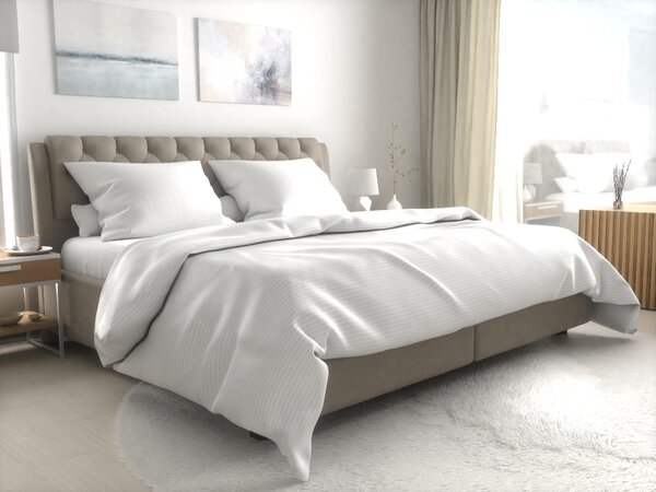 Hotelska posteljina atlas grádl bijela - pruga 4 mm češljani pamuk 100% pamuk